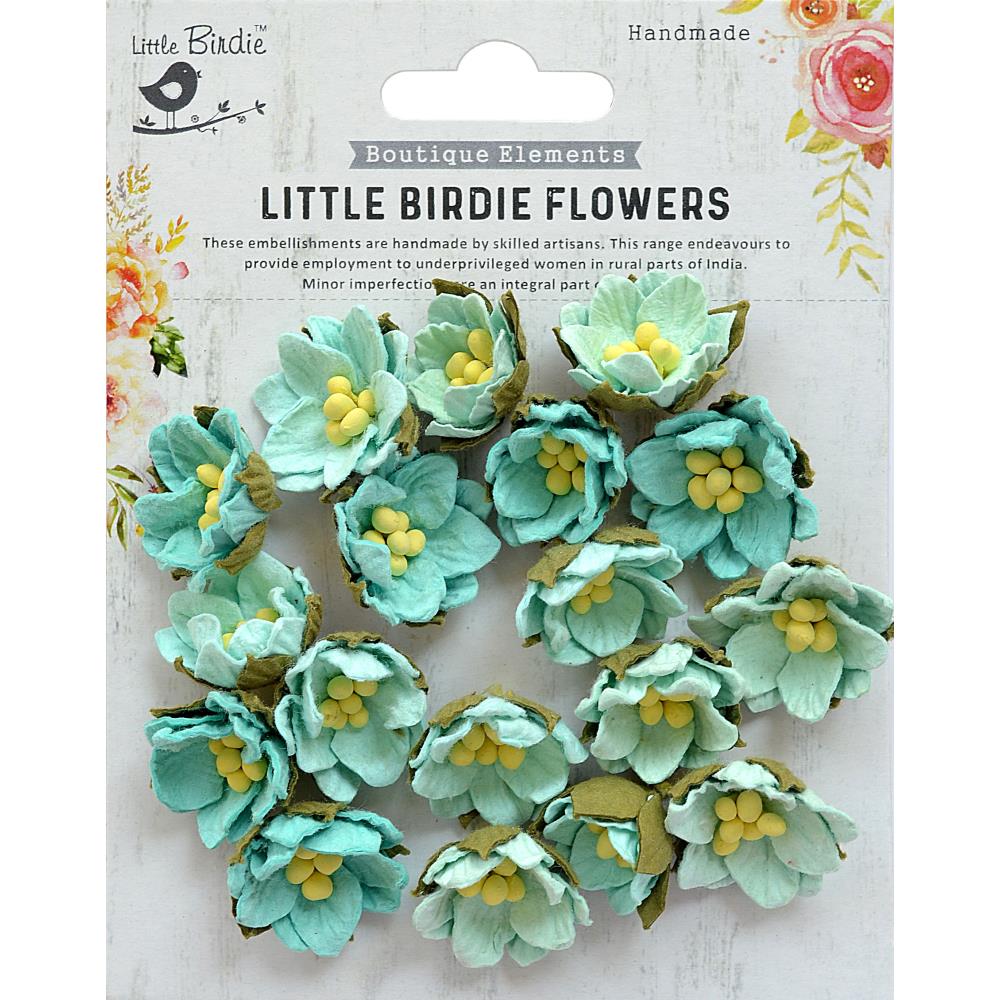 Little Birdie - Butter Cup  paper flowers  - Arctic Ice