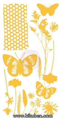 Prima - Adhesive Rub-Ons - Butterflies and Wildflowers 
