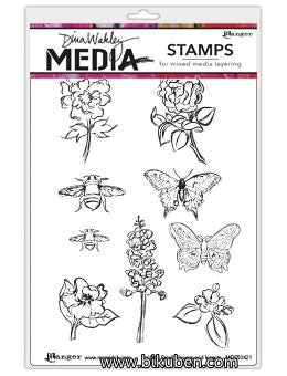 Ranger - Dina Wakley - Media Stamps - Scribbly Flowers & Insects 