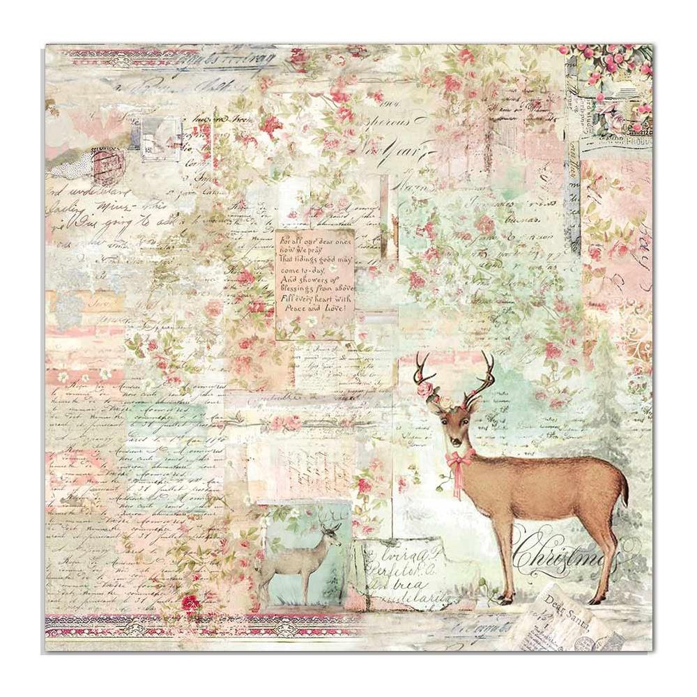 Stamperia - Pink Christmas  -  Deer    12 x 12"