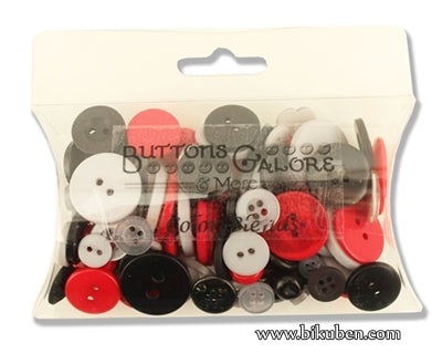 Buttons Galore -  Greay/Black/Red Buttons