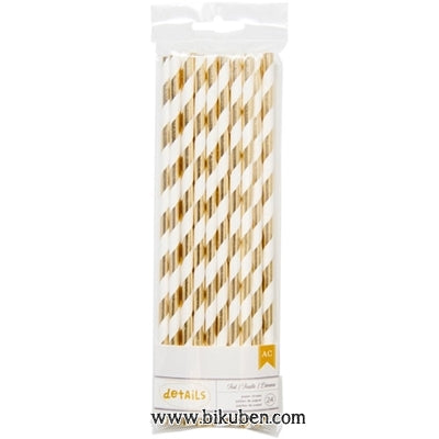American Craft - Paper Straws - Stripe - Gold