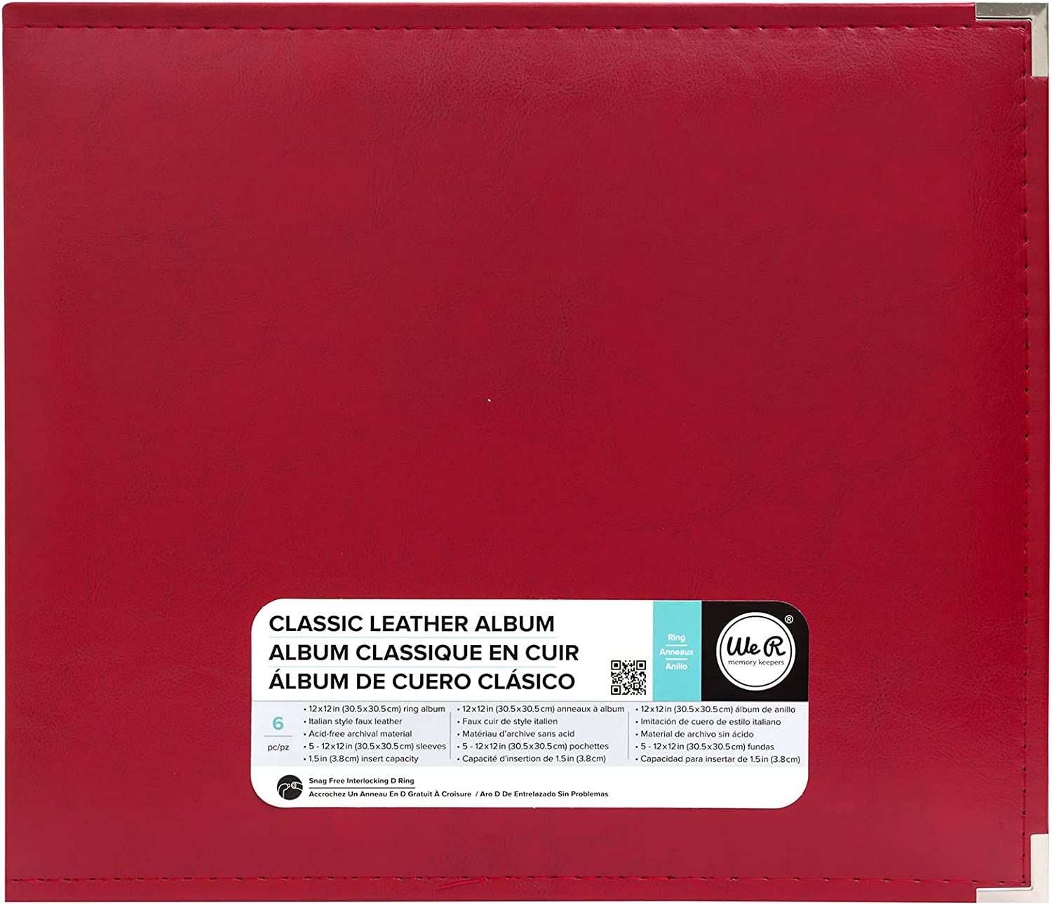 We R Memory Keepers - Classic Leather (Faux) Album 12x12" - Real Red