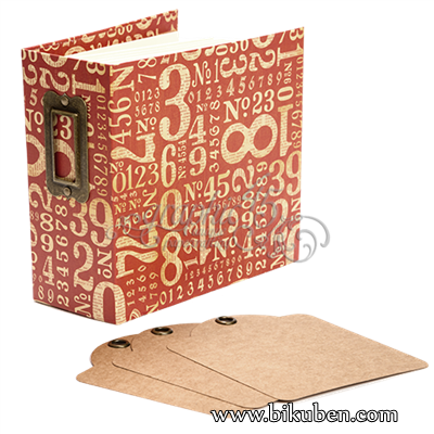 Graphic45 - Square Tag & Pocket Album - Red Numbers 