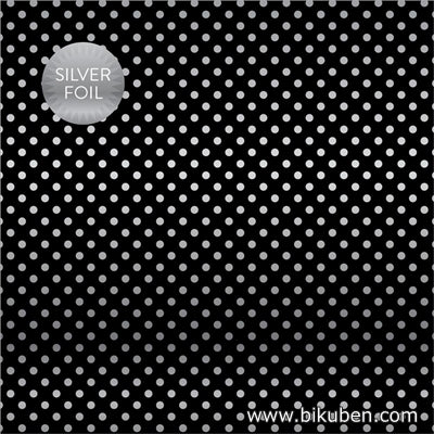 Carta Bella - Foiled Dot Cardstock - Black with Silver Dot