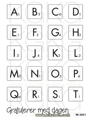 Kort & Godt - Clearstamps  Medium Plate - Scrabble A-T 