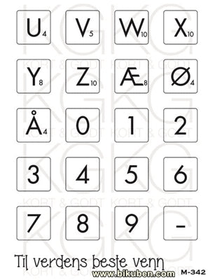 Kort & Godt - Clearstamps  Medium Plate - Scrabble U-Å + tall