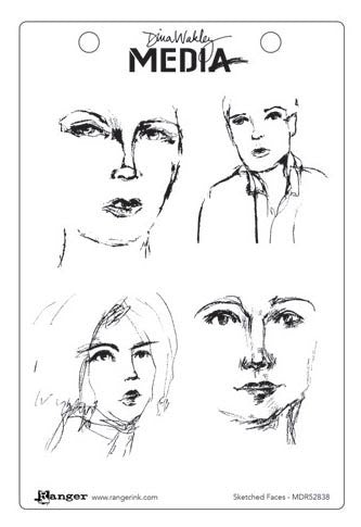 Ranger - Dina Wakley - Media Stamps - Sketched Faces