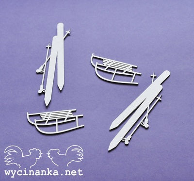 Wycinanka - chipboard - Sledge & Skis