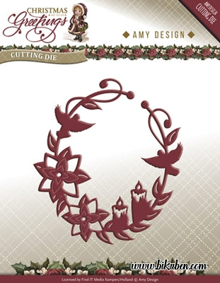 Amy Design - Christmas Greeting - Poinsettia Oval Dies 