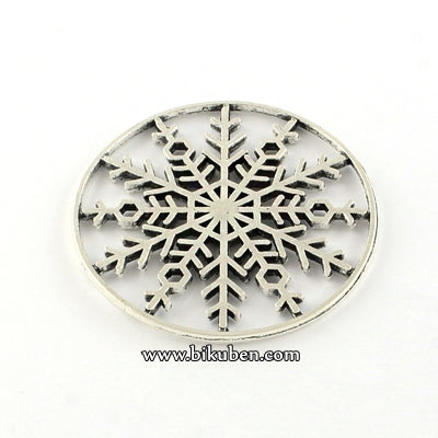 Charms - Antique Silver - Round Snowflake Pendant