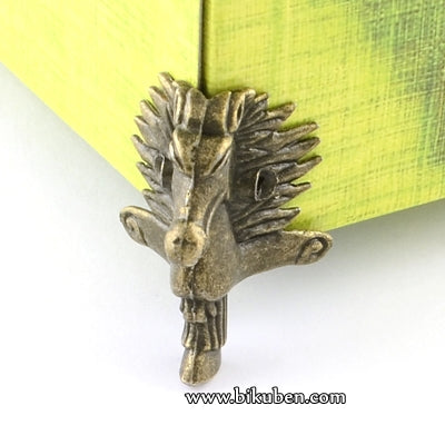 Charms - Antique Bronze - Shaped Hinges