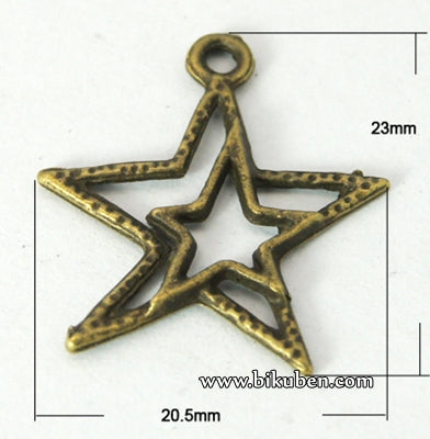 Charms - Antique Bronze - Double Star 