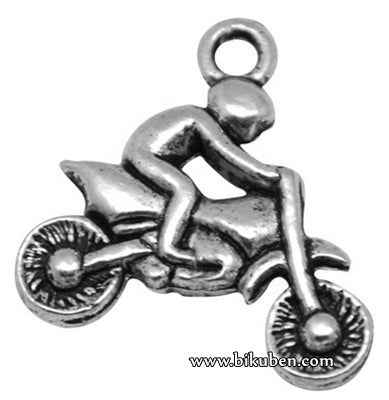 Charms - Antique Silver - Riding Motorcycle
