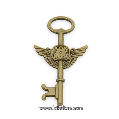 Charms - Antique Bronze - Angel Wing Skeleton Key