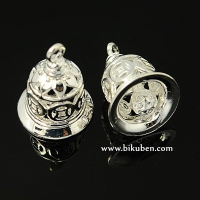 Charms - Silver - Hollow Bell 