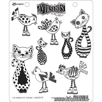 Dylusions - Cling Stamps - Cat among the Pigeons 