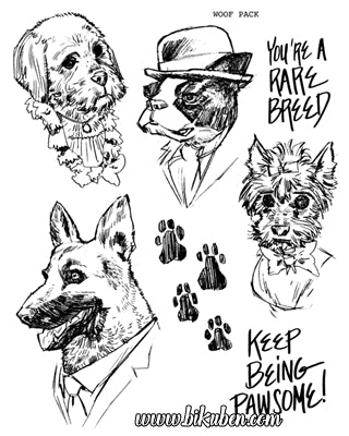 Brett Weldele Collection - Cling Stamp - Woof Pack 
