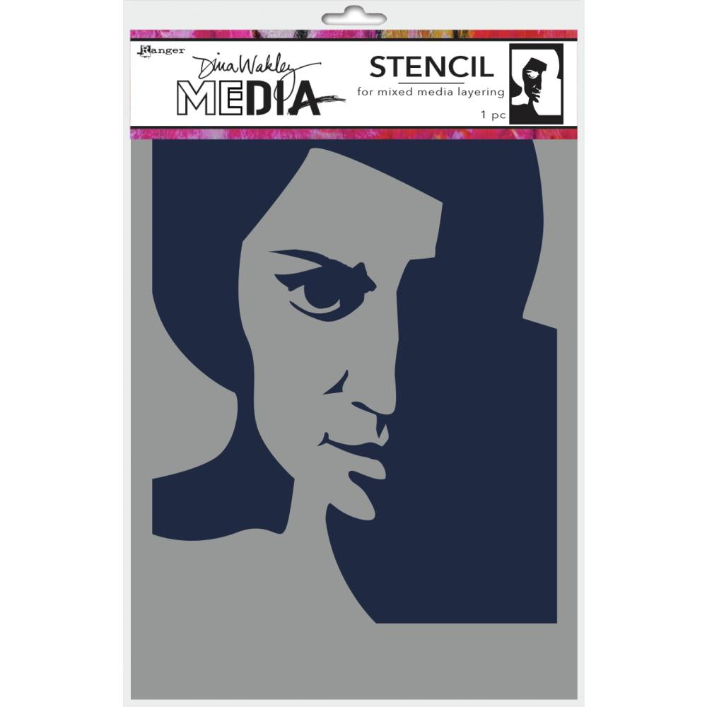Dina Wakley Media - Stencil - Pensive Face