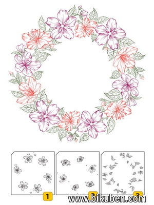 Nellie Snellen  - Clearstamp - Layered - Flower Wreath 2