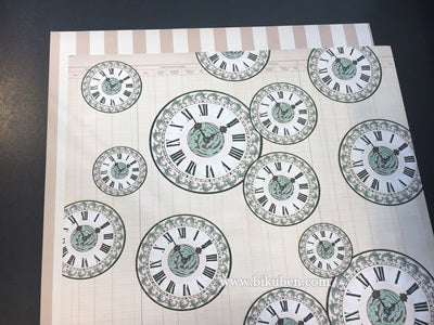 The Robins Nest - Glitter Clock Paper    12 x 12"