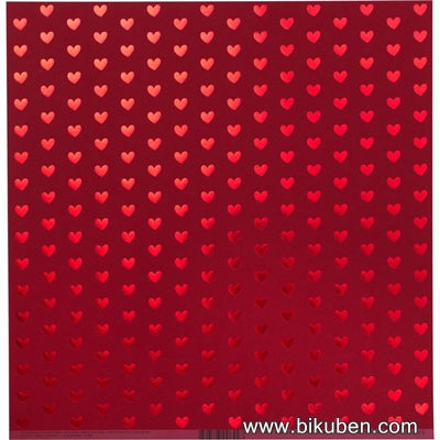 Bazzill - Foil Heart - Red Hots 12x12"