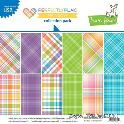 Lawn Fawn - Perfecctly Plaid Rainbow - 12x12" Collection Pad
