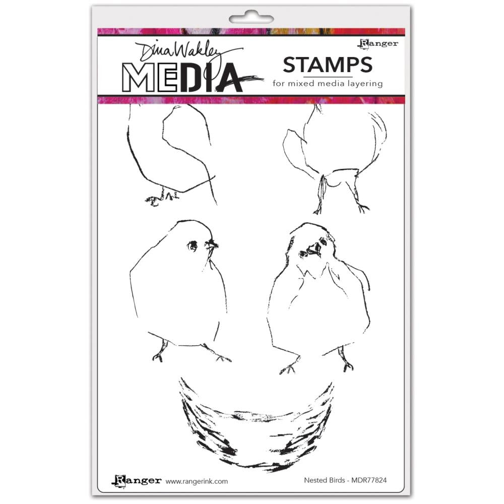 Dina Wakley Media - Stamps - Nested Birds