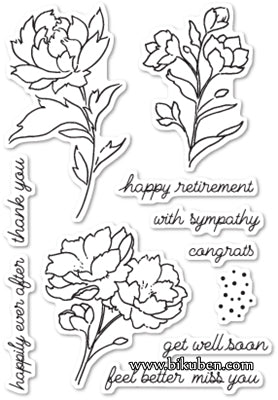 Poppystamps - Clearstamp Set - Peony Stems and Blossoms