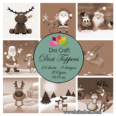Dixi Craft - Toppers - Christmas - Cartoons - Sepia(9cm x 9cm)