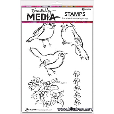 Ranger - Dina Wakley - Media Stamps - Scribbley Bird Cousins