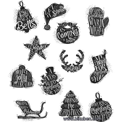 Tim Holtz Collection - Cling Stamps - Mini Carved Christmas 