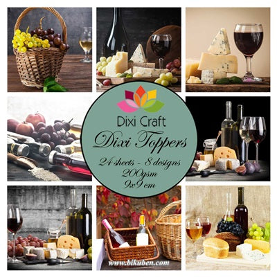 Dixie Craft - Toppers - Wine & Cheese - (9cm x 9cm)