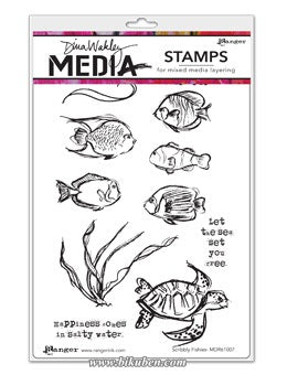 Dina Wakley Media - Stamps - Scribbly Fishies