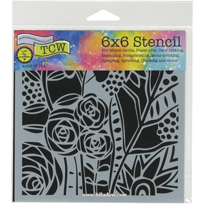 Crafters Workshop - Stencil - Wild Roses   6 x 6"