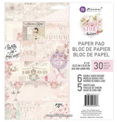 Prima - Love Story - Paper Pad   8 x 8"