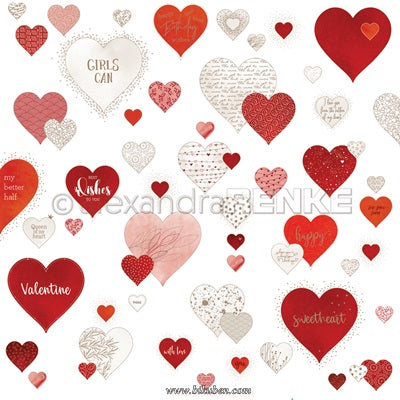 Alexandra Renke - Patterned Hearts Paper   12 x 12"