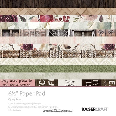KaiserCraft - Gypsy Rose - Paper Pad 6,5"x6,5"