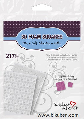 Scrapbook Adhesives - 3D Foam Squares - Mixed Pack White
