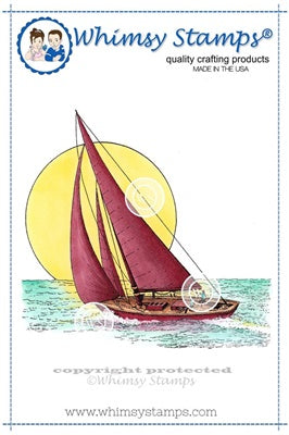 Whimsy Stamps - Cling mount - Sailboat
