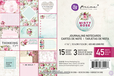 Prima - Misty Rose - Journaling Cards  4 x 6"