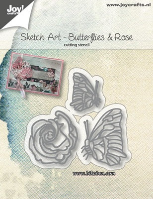 Joy! Crafts Dies - Sketch Art - Butterflies & Rose