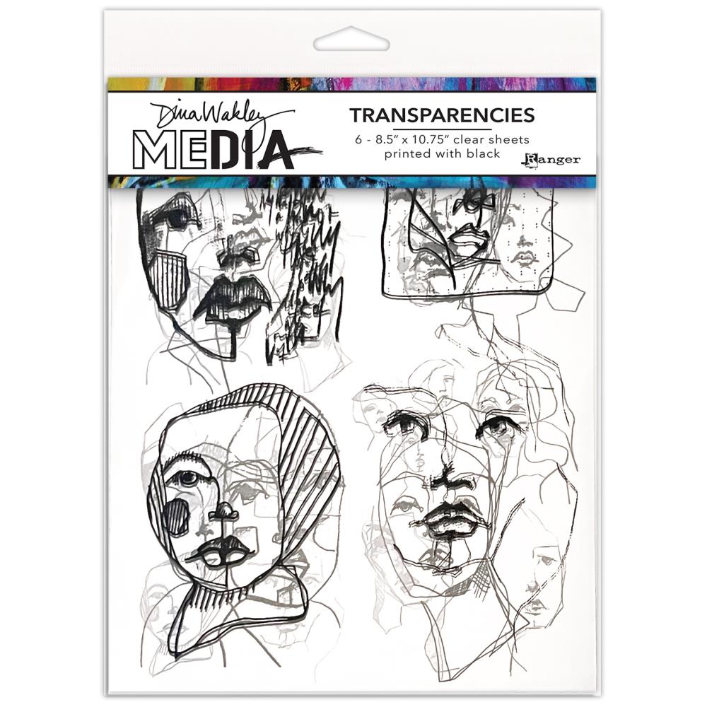 Dina Wakley Media - Transparencies  - Abstract Portraits - set 2