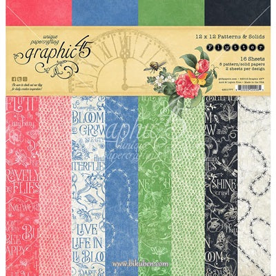 Graphic45 - Flutter - Patterns and Solids Paper Pad        12 x 12"