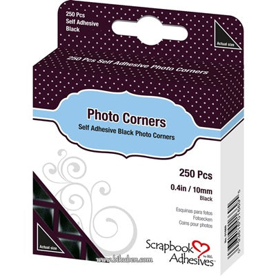 Scrapbook Adhesives - Photo Corners - Black   3/8"