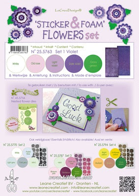 Leane - Sticker & Flower Foam - Violet - Set 1