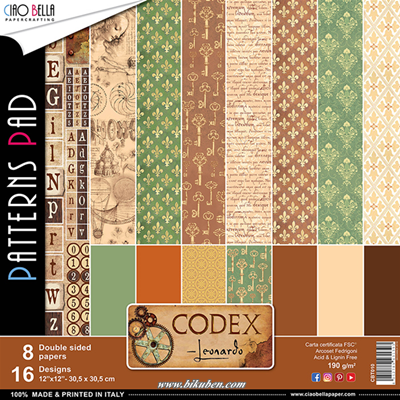 Ciao Bella - Codex Leonardo - Patterns Pad   12 x 12"