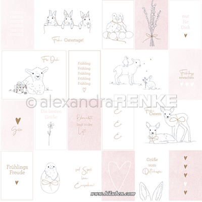 Alexandra Renke - Card Sheet - Easter illustrations Rose    12x12"