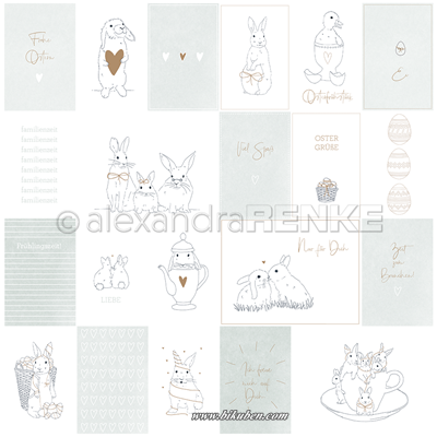 Alexandra Renke - Card Sheet - Easter illustrations Blue    12x12"