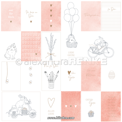 Alexandra Renke -Card Sheet -  Easter illustrations Coral   12x12"